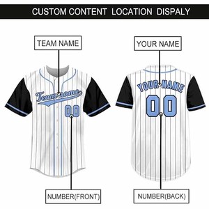 Custom Printed Baseball Jersey Unisex Light Blue Short Sleeve V-Neck Button Front Embroidered Logo Mesh Polyester Breathable - Product Image 5