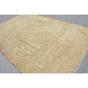 Alfombra clásica de lana de retazos verde Beige de 7,6x11,9 pies, alfombras rectangulares turcas Vintage hechas a mano, nuevo modelo de respaldo de látex para cabecera - Product Image 4