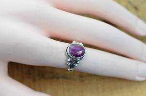 Anillo de Plata de Ley 925 hecho a mano Vintage de alta calidad, cobre púrpura genuino, turquesa, cabujón ovalado, ajuste de bisel, estilo Baho - Product Image 2
