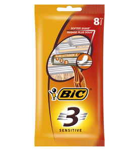 BiC 3 Sensitive Razors 8 Pack (distribución mayorista) - Product Image 1