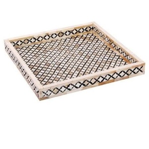 Classic Designer Bone Inlay Finishing <b>Set</b> of Two <b>Serving</b> Tray Restaurant Cafe Hotel Server <b>Dish</b> Food Fruit Coffee <b>Serving</b> Tray - Product Image 2