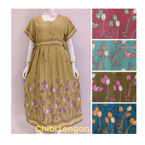 ชุดเดรสผ้าเรยอนทรงหลวมสำหรับผู้หญิงชุดกระโปรงแขนสั้นใส่อยู่บ้านชุดราตรีเอวยางยืดสไตล์ฤดูร้อน - Product Image 2