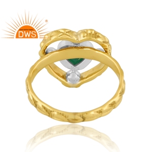 แหวนพลอยโอนิกซ์สีเขียวธรรมชาติชุบทอง18K ทำจากทองเหลืองออกแบบด้วยมือเครื่องประดับชั้นดีสำหรับผู้หญิงของขวัญสำหรับผู้หญิง - Product Image 2