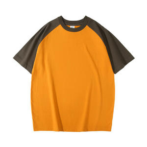 Camiseta Raglán de Punto de Algodón 100% de 260g, Estilo Retro Unisex, Manga Corta, Color Sólido Informal, Logotipo Bordado en Seda - Product Image 1
