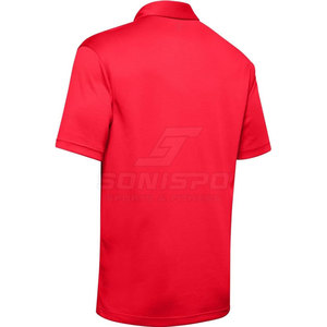 Chemise à manches courtes rouge pour homme SONISPO, 100% polyester, respirante, tricotée, coupe décontractée, longueur normale - Product Image 6