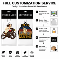 Désodorisant de voiture en papier avec logo personnalisé, motif drôle Jésus à moto et design Deadlift, carte parfumée suspendue pour cadeaux de salle de sport et d'église
