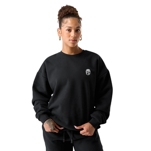 เสื้อสเวตเชิ้ตคอกลมโอเวอร์ไซส์สำหรับผู้หญิง เสื้อพูลโอเวอร์ผ้าฟลีซเนื้อนุ่ม สวมใส่สบาย สตรีทแวร์ลำลอง เสื้อลำลองใส่สบายๆ - Product Image 1