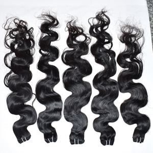 Extensions de cheveux humains Remy indiens vierges noirs non traités, 100% naturels, ondulés, double trame, 10-32 pouces - Product Image 6