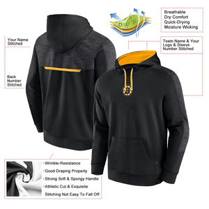 Sweat à capuche de hockey sur glace personnalisé, 100% polyester polaire, avec nom du joueur et logo personnalisé de l'équipe, logo personnalisé sublimé, OEM accepté - Product Image 4