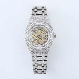 Montre de luxe unisexe la plus vendue à la main Cadran entièrement glacé Moissanite Diamant de qualité supérieure en acier inoxydable Bracelet de charme Design - Product Image 6