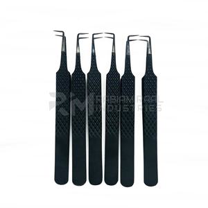 RMI, producto al por mayor de alta calidad, pinzas para extensión de pestañas, punta de Plasma negra y agarre recubierto de polvo negro, juego de 10 Uds. - Product Image 5