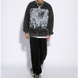 เสื้อฮู้ดแขนยาวโอเวอร์ไซส์ของผู้ชายผ้าฝ้าย100% กำหนดเองได้กระเป๋าผ้าบาติกพิมพ์ดิจิตอลแบบสวมหัว - Product Image 5