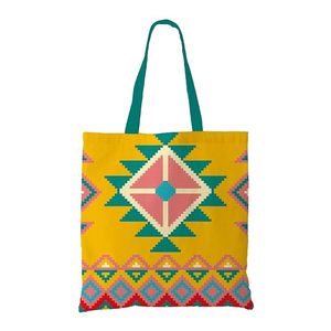 Vivid <b>Abstract</b> Cotton <b>Canvas</b> Tote Bags with Zipper Closure - Product Image 3