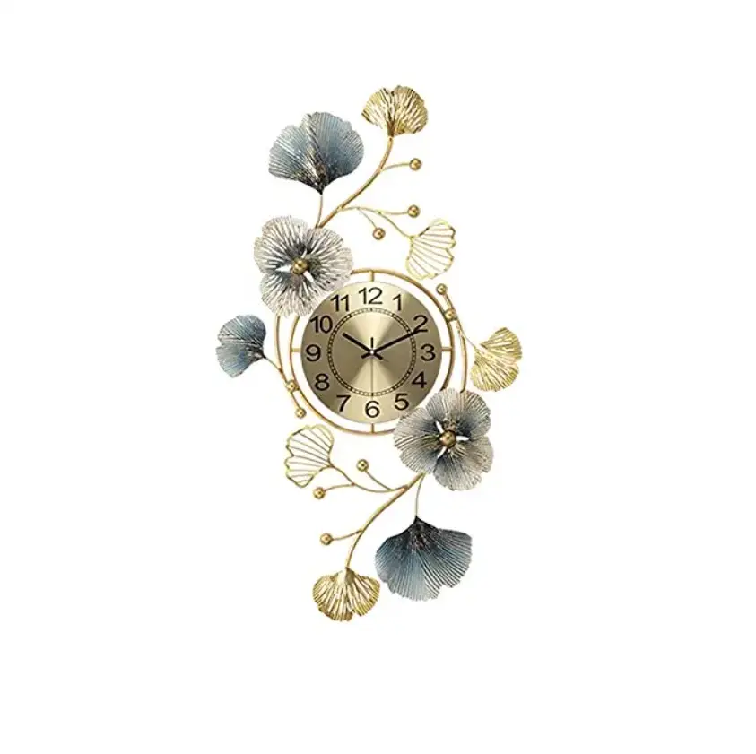 Ak Brass Vertical Decorative Iron Golden Wall Hanging Clock For Decoration