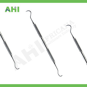 Instrument de détartrage dentaire manuel en acier argenté, double extrémité, haute qualité, certifié CE - Product Image 3