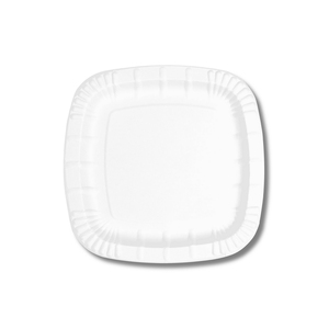 Assiette carrée en papier blanc jetable, recyclable et biodégradable, de qualité alimentaire, avec revêtement, pour usage commercial, style solide - Product Image 1