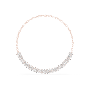 Collier de luxe en or rose 14 carats avec diamants de laboratoire taille princesse et taille marquise, motif Aurora Bloom Regal Vine - Product Image 1