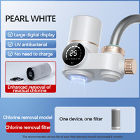 Filtre à eau pour robinet d'évier, système de filtration domestique intelligent avec affichage numérique, charbon actif, blanc argenté