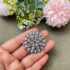 Anillo de banda Floral bohemio hecho a mano para mujer, diseño Tribal indio étnico oxidado, joyería fina ajustable de plata antigua - Product Image 4