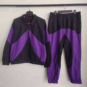 เสื้อแจ็คเก็ตกันลมแบบสปอร์ตคอปกสีตัดต่อพิมพ์โลโก้ตามสั่งสำหรับผู้ชายชุดเซ็ต 2 ชิ้นสไตล์สตรีทแวร์ลำลองแนวแอธเลติกสำหรับฤดูหนาว - Product Image 1