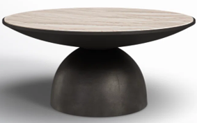 Mesa de centro escultórica dinámica moderna de mediados de siglo de Lineage Corporation con madera y mármol ecológico para sala de estar - Product Image 6