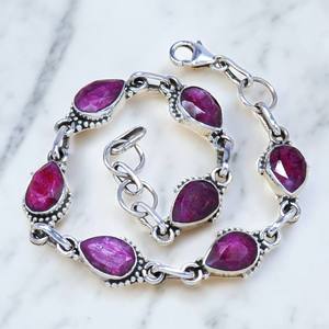 Handmade Ruby Gemstone <b>Bracelet</b> 925 Sterling Silver Genuine Design <b>Fine</b> Jewelry Bulk Wholesale Silver Jewelry Gift - Product Image 1