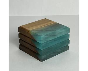 Manteles individuales de protección de mesa de cedro hechos a mano cuadrados redondos transparentes creativos té de resina epoxi interior de madera - Product Image 3