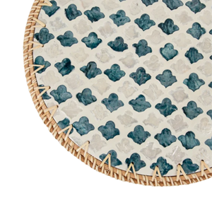 Napperons de service en nacre florale à bord en rotin écologique napperon rond MOP napperon personnalisable décor de table du Vietnam - Product Image 4