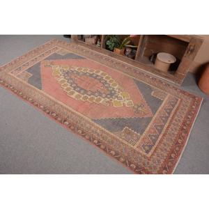 Vintage Turkish Rug, Area 4.3x7.9 ft (130x240 cm) Rug, <b>Red</b> Camouflage <b>Wool</b> Rug - Product Image 2