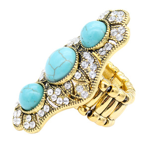 Anelli in acciaio inossidabile alla moda placcati oro turchese intarsio in pietra taglio principessa alla moda 18K Grs moda moda - Product Image 1