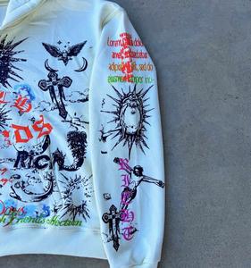 Survêtement homme vintage personnalisé pull mi-lourd de haute qualité à capuche impression numérique 100% coton polaire - Product Image 3