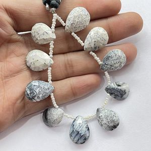 Perles de briolette opale dendrite en forme de poire à facettes de haute qualité pierres précieuses naturelles pour la fabrication de bijoux - Product Image 2