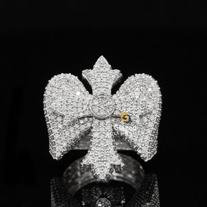 Anillo bonito de forma única de Hip Hop de oro amarillo de 10 quilates de diseñador para hombres con diamantes de claridad VVs de corte redondo cultivados en laboratorio - Product Image 6