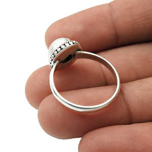 Anillo Tribal Natural Solitaire para Chicas con Incrustaciones de Perla de Agua Dulce de Corte Redondo Brillante, Sello de Plata 925 - Product Image 3