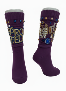 Chaussettes de sport personnalisées de luxe ornées de perles et de strass, chaussettes de fête élégantes en tricot décoratif à paillettes - Product Image 4