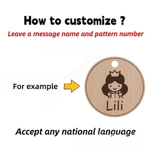 Biểu Tượng Tùy Chỉnh Sồi Mặt Dây Chuyền Bằng Gỗ Cá Nhân Tên <span class=keywords><strong>Tag</strong></span> Chuỗi-Anti-Mất Cho Ba Lô Chai Nước - Product Image 2