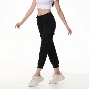 Summer Women's Lightweight Breathable Cropped Jogger Pants Quality Cargo <b>Sweatpants</b> 6 Pockets Front Flat Style Casual Yoga Wear - Product Image 3