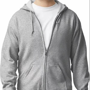 Sudadera con cremallera de estilo deportivo para gimnasio y actividades diarias Sudadera con cremallera en tonos neutros sólidos - Product Image 1