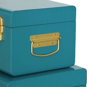 Baúles Decorativos Azules con Cerraduras Doradas, Cajas de Almacenamiento - Product Image 5