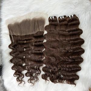 Vente en gros d'extensions de cheveux vierges Remy vietnamiens Super Double bruts Styles bouclés de vague lâche couleur plus claire seulement teint à la main - Product Image 1