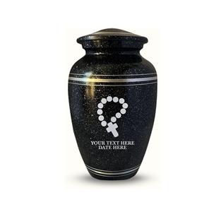 Urne de crémation humaine personnalisée pour les cendres adultes hommes femmes urne en aluminium avec nom Date Design noir avec jante argentée taille personnalisée - Product Image 3