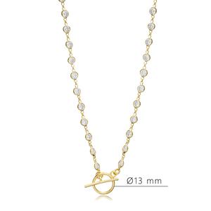 Collier chaîne de tennis CZ en argent sterling 925 avec fermoir à bascule bijoux turcs faits à la main en plaqué or pour les acheteurs en gros - Product Image 2