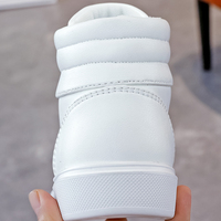 Logo personnalisé, tout blanc Hight Top Skater Sneakers en cuir PU chaussures décontractées pour hommes et femmes