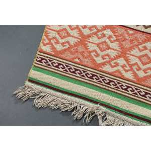 Turkish 2.6x7.8 ft Rug, <b>Runner</b> Vintage Rug, <b>Red</b> Plants & trees Wool Rug - Product Image 3