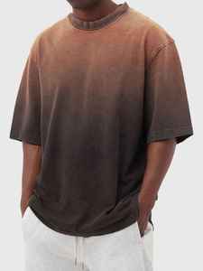 Vêtements d'été en gros Nouveau Stylish 2025 Personnalisé Street Men's Acid-Washed Gradient Short-sleeved Casual T-shirt For Mens - Product Image 5