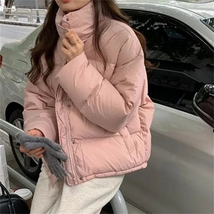 Women's Autumn Winter Stand Collar Short Parka Jacket Casual <b>Cotton</b> <b>Padded</b> Coat Nylon Plus Size Fleece Fabric Bomber Printed - Product Image 4