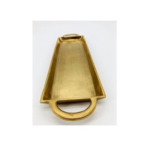 High Quality Handmade Aluminum <b>Serving</b> <b>Trays</b> with Handles Customized <b>Gold</b>-Finished <b>Tray</b> - Product Image 1