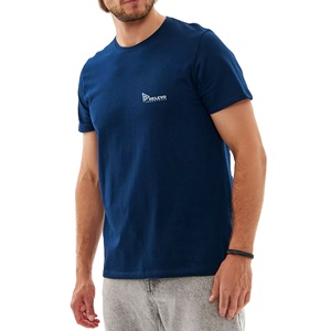 Camiseta Casual Azul de Corte Holgado 100% Algodón Oversize Lisa Transpirable Anti-Pilling Personalizable para Hombre al por Mayor - Product Image 1