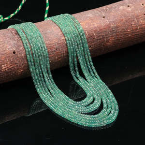 Collar de cuentas finas facetadas de esmeralda zambiana en forma de rondel de 2.5-3.5 mm, hebras completas en capas - Product Image 1