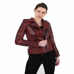 Blank Cowhide Leather USA Fashionable Blank Street Style Ladies Leather <b>Jacket</b> - Product Image 2
